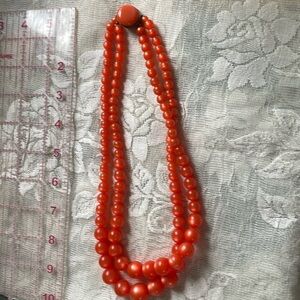 Orange glass pearl necklace